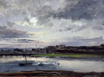 Die Elbe und die Neustadt, Dresden, im Abendlicht, 1837